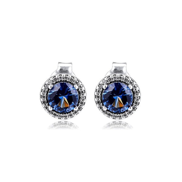 Round Stone Stud Earrings