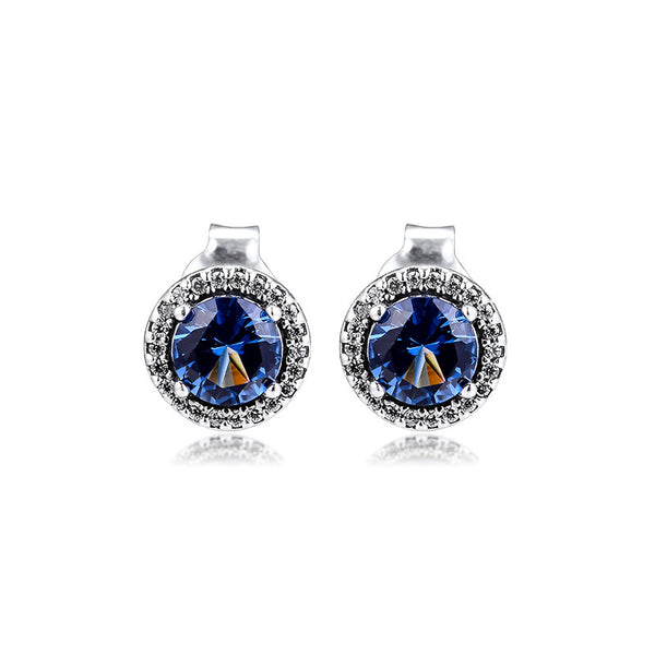 Round Stone Stud Earrings