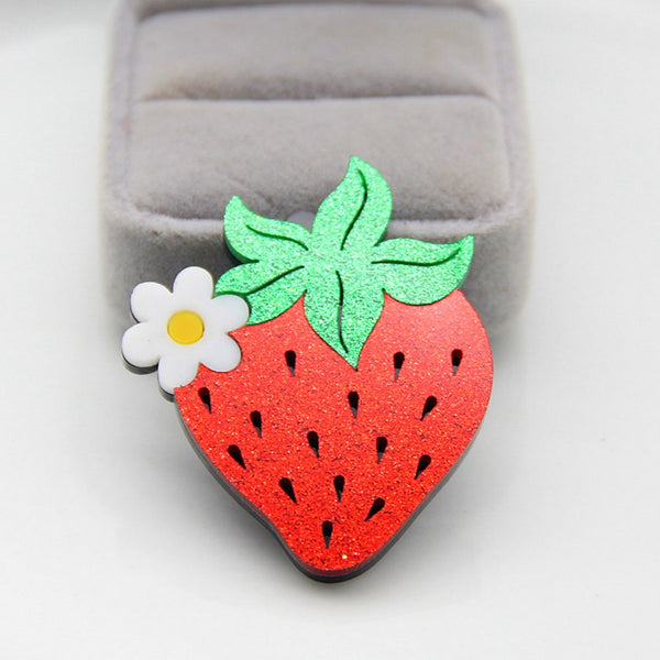 Red Glitter Brooch Pins