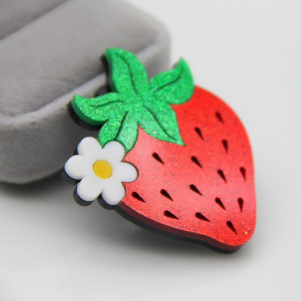 Red Glitter Brooch Pins
