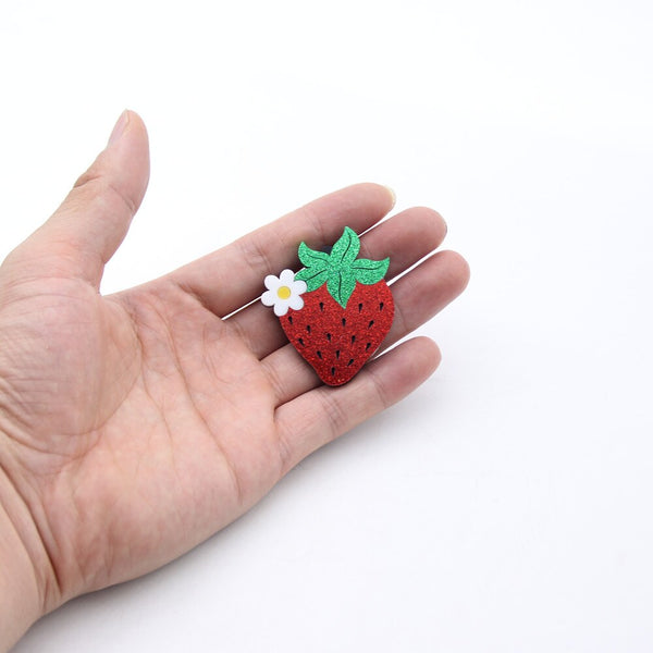 Red Glitter Brooch Pins
