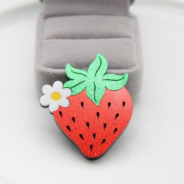 Red Glitter Brooch Pins