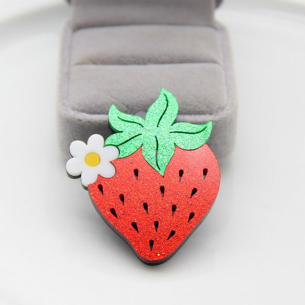 Red Glitter Brooch Pins