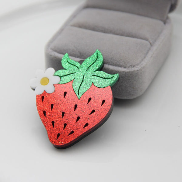 Red Glitter Brooch Pins