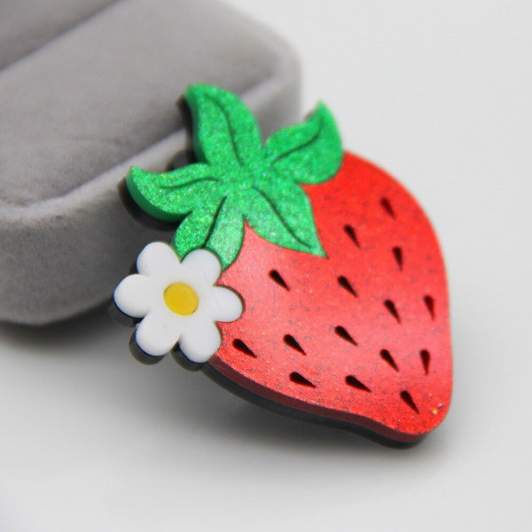 Red Glitter Brooch Pins