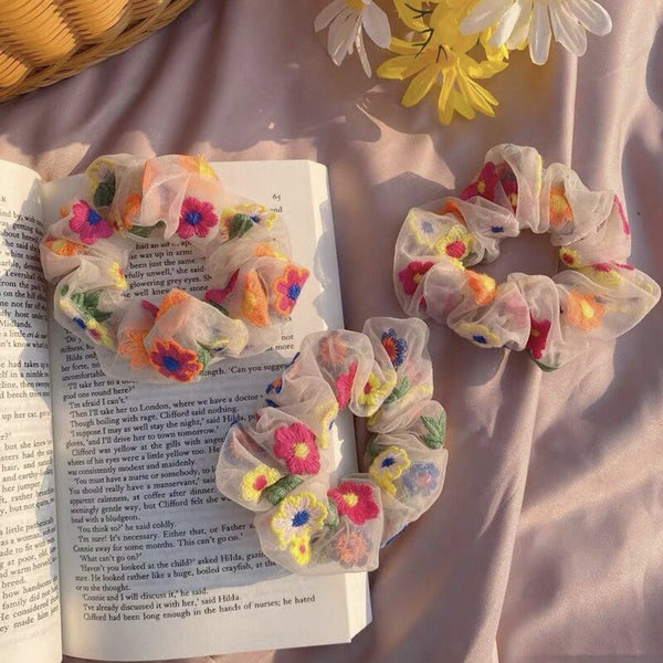 Embroidery Flowers Hair Rope