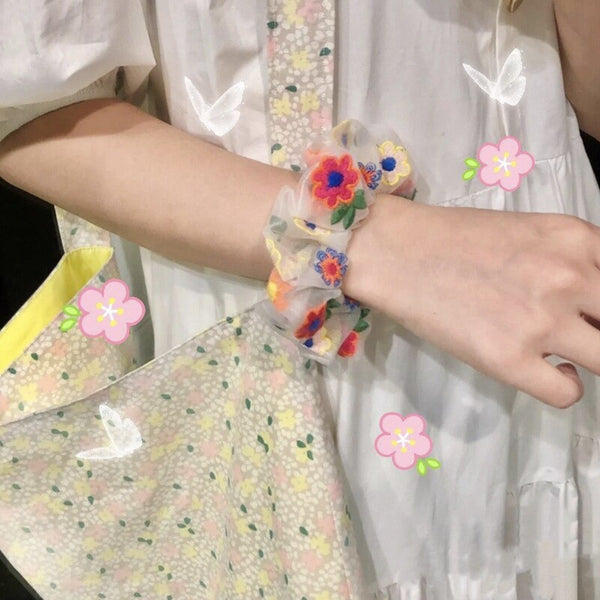 Embroidery Flowers Hair Rope